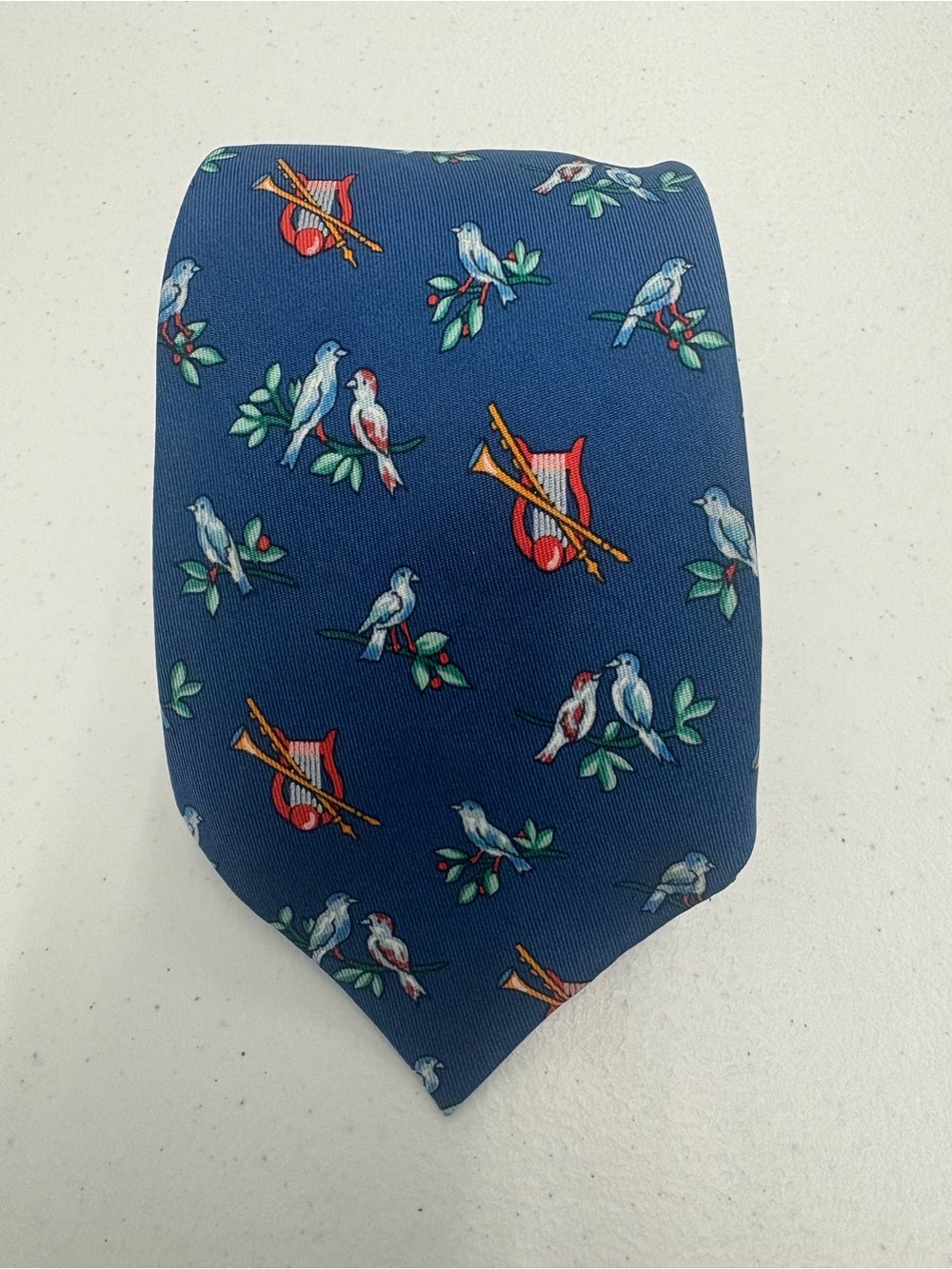 Herms Paris Silk Tie Made In Paris Birds